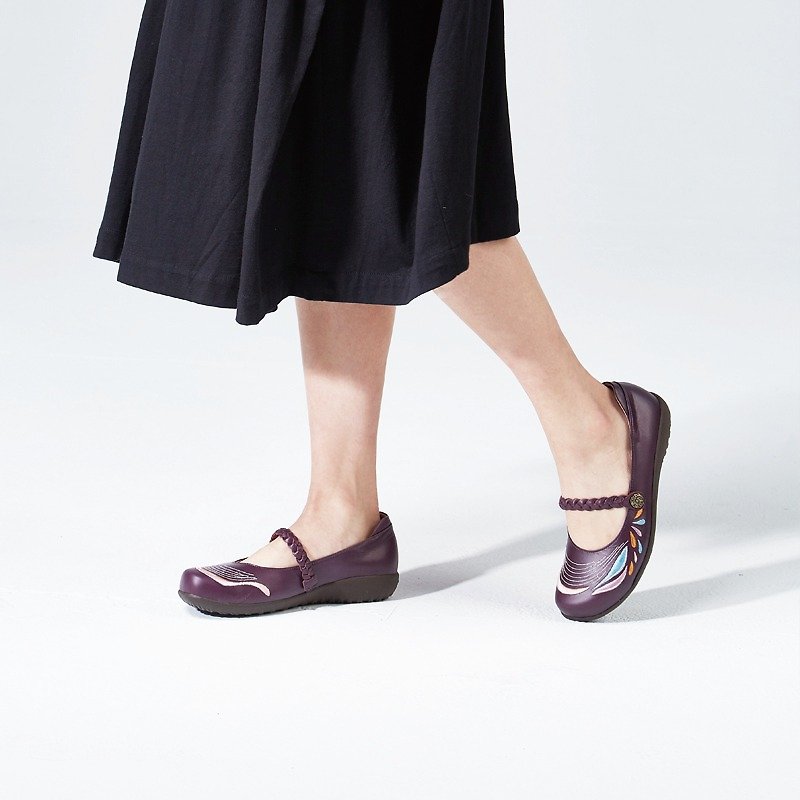 刺绣气垫平底鞋- 怡兰自得/兰花紫 (出清品) - 女款皮鞋 - 真皮 紫色