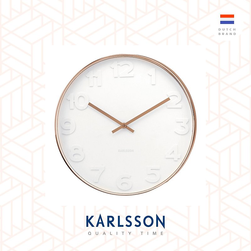 Karlsson wall clock Mr.White numbers w.copper case - 时钟/闹钟 - 其他金属 白色