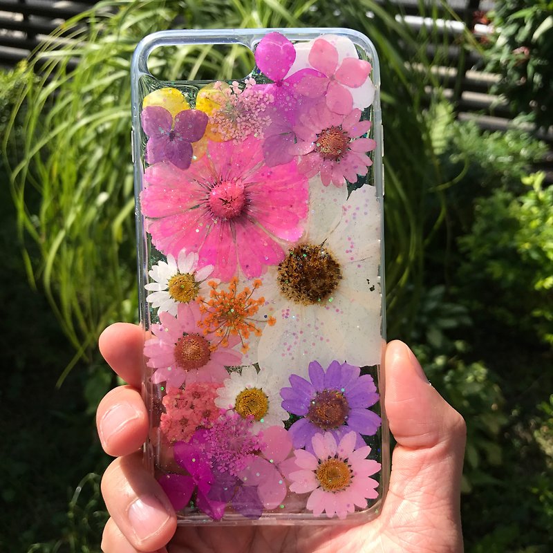 iPhone 7 Plus 手机壳 Dry Pressed Flowers Case 押花 干燥花 粉红菊 压花 018 - 手机壳/手机套 - 植物．花 粉红色