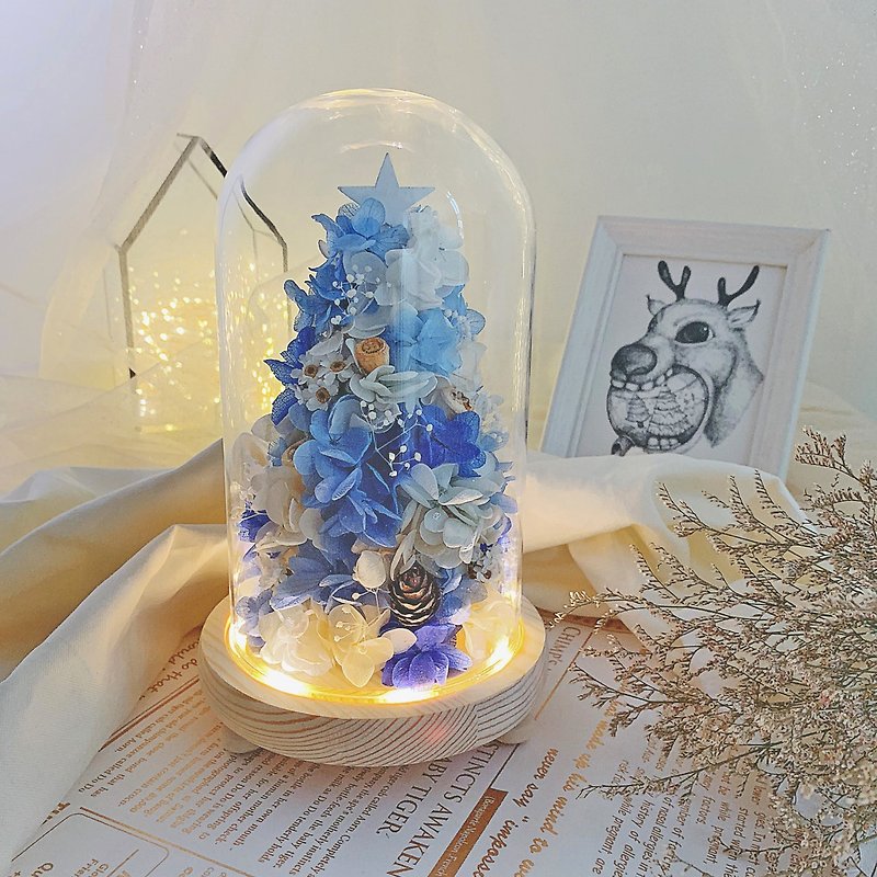 //冰雪奇缘玻璃盅罩耶诞树// 耶诞礼物 交换礼物 干燥花 永生花 - 干燥花/捧花 - 植物．花 