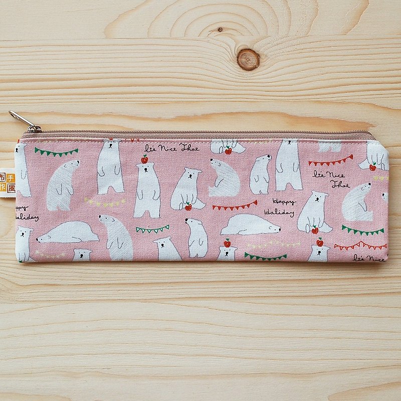 苹果北极熊_粉 拉链宽版筷袋 - 筷子/筷架 - 棉．麻 粉红色