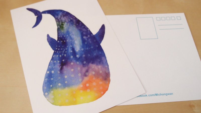 水彩明信片-鲸鲨 - 卡片/明信片 - 纸 多色