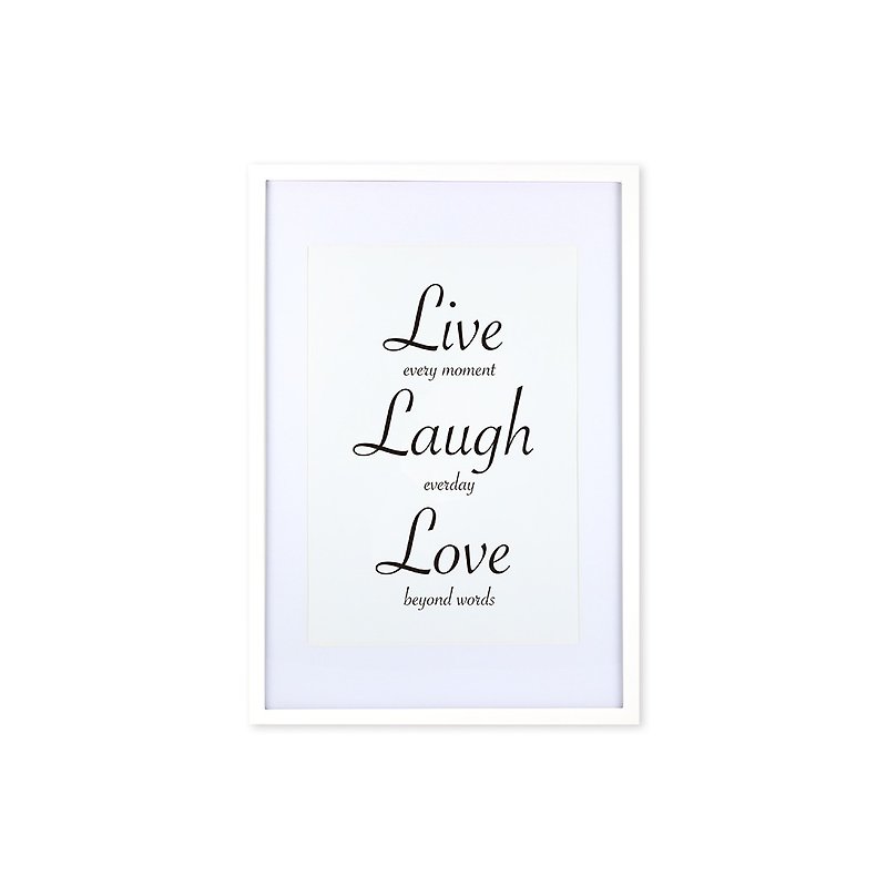 装饰画相框 Cursive Quote Live Laugh Love 白色框 63x43cm - 画框/相框 - 木头 黑色
