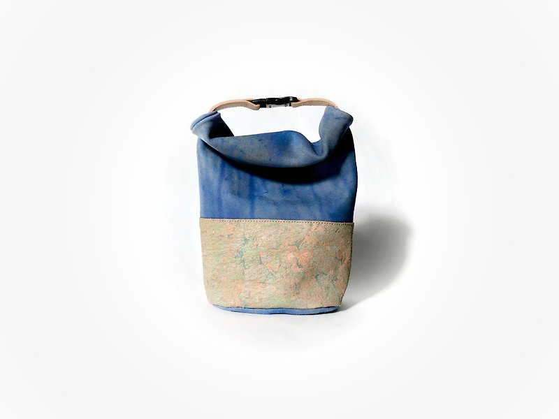 レザーハンドロールバックミニ - 手提包/手提袋 - 真皮 蓝色