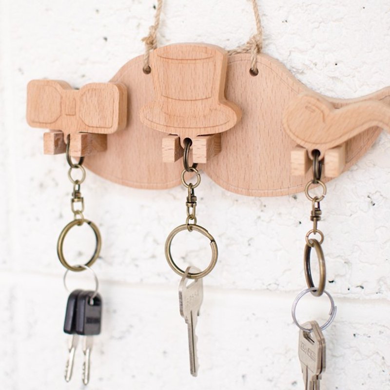 定制化钥匙圈挂板/钥匙圈的家-绅士物件 【父亲礼物】 - 收纳用品 - 木头 卡其色
