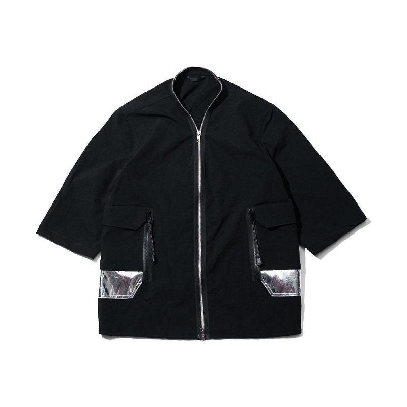 新款外套 男 秋冬薄款 工装外套 机能风 宽松 道袍 - 男装外套 - 聚酯纤维 黑色