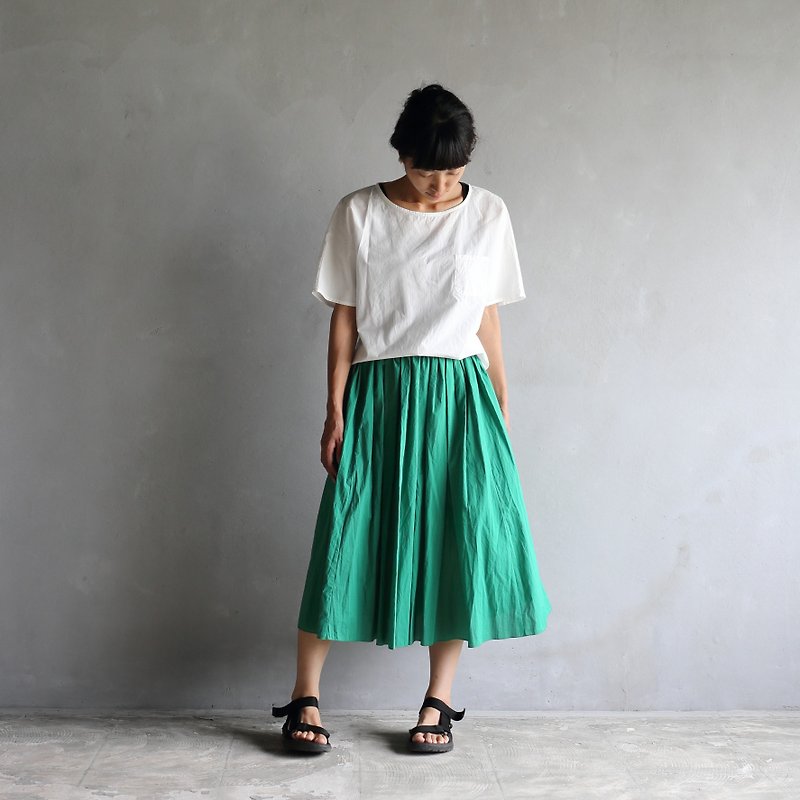 ゆるふわコットンスカート・グリーン - 裙子 - 棉．麻 绿色