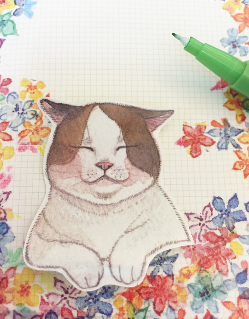 lazy cat悠闲小日子猫咪贴纸 - 贴纸 - 纸 卡其色