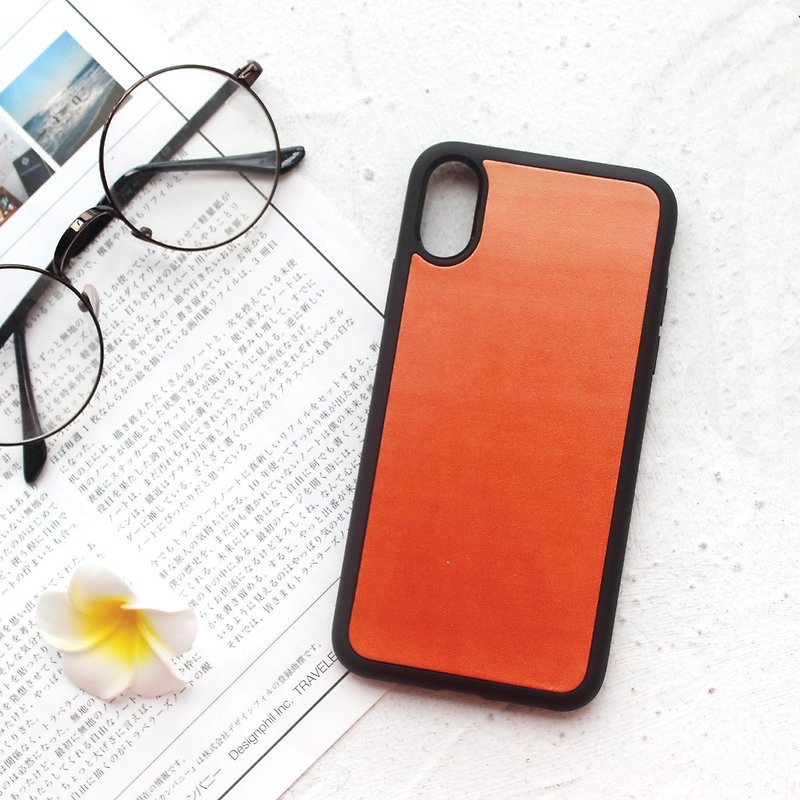 橘橙iphone11pro 78 plus x xs max xr 皮革手机壳 保护壳 定制化 - 手机壳/手机套 - 真皮 橘色