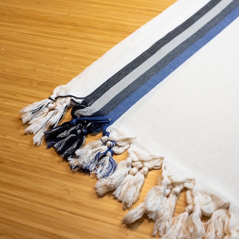 【新月】Buldan Peştamal土耳其布尔丹手工织巾 - 围巾/披肩 - 棉．麻 蓝色