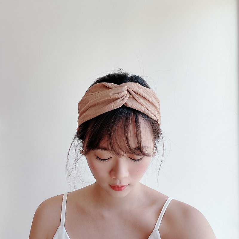 奶茶海 好烦小姐 百搭款 日本设计师布料 - 发饰 - 棉．麻 橘色