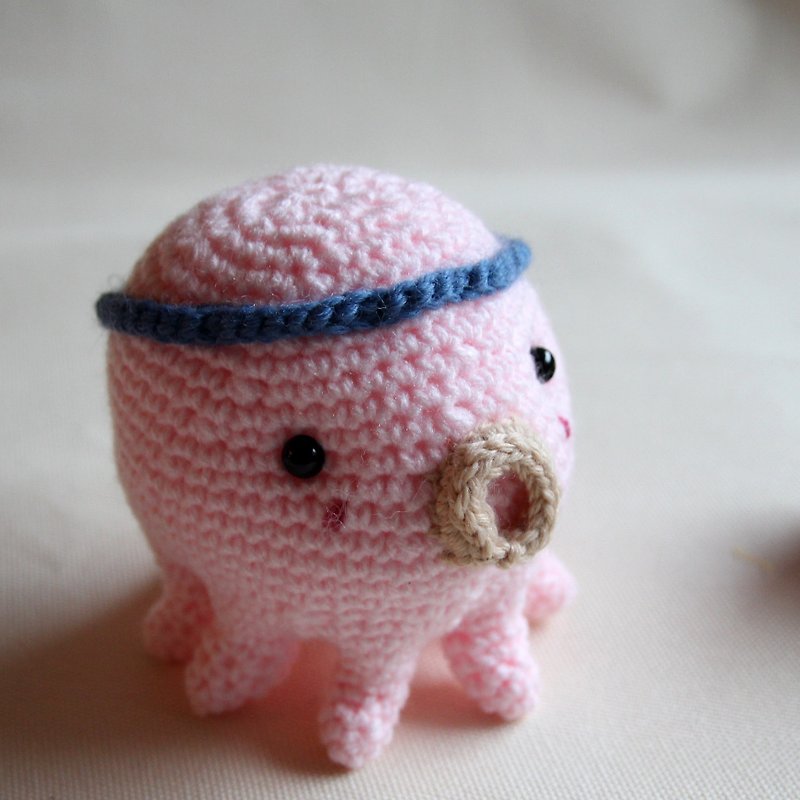 手钩玩偶 毛线娃娃 粉红嘟嘴小章鱼 - 玩偶/公仔 - 聚酯纤维 粉红色