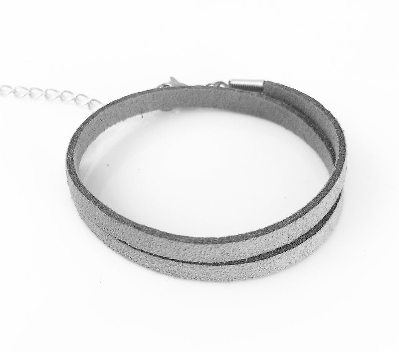 灰色-麂皮绕绳手环（也可以用作颈链） - 手链/手环 - 棉．麻 灰色
