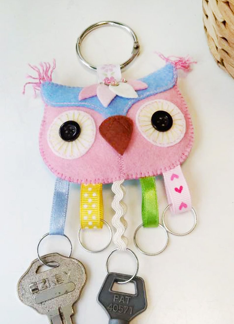 Key Holder 钥匙圈 - 粉红蓝猫头鹰 - 钥匙链/钥匙包 - 其他人造纤维 粉红色