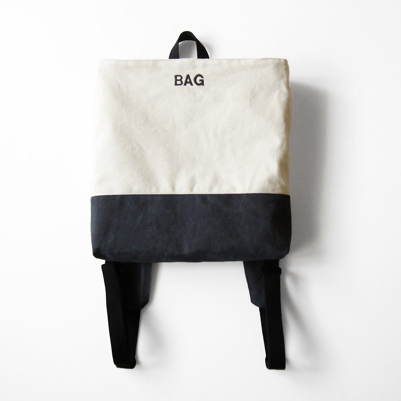 方方灰灰的后背包-BAG(刺绣部分可更改 介绍有说明) - 后背包/双肩包 - 棉．麻 灰色