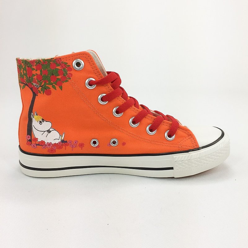 Moomin噜噜米授权-帆布鞋 (橘鞋红带/女款限定版)-AE22 - 女款休闲鞋 - 棉．麻 橘色