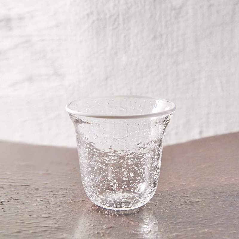 【3,co】手工气泡感玻璃杯(小) - 白边 - 花瓶/陶器 - 玻璃 透明