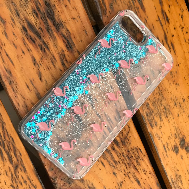 粉红火烈鸟 Flamingo 流动闪粉手机壳多种颜色选择－只适用于 iPhone 8, iPhone 8 Plus, iPhone 7 Plus, iPhone 7, iPhone 6/6S Plus, iPhone 6/6S - 手机壳/手机套 - 塑料 蓝色