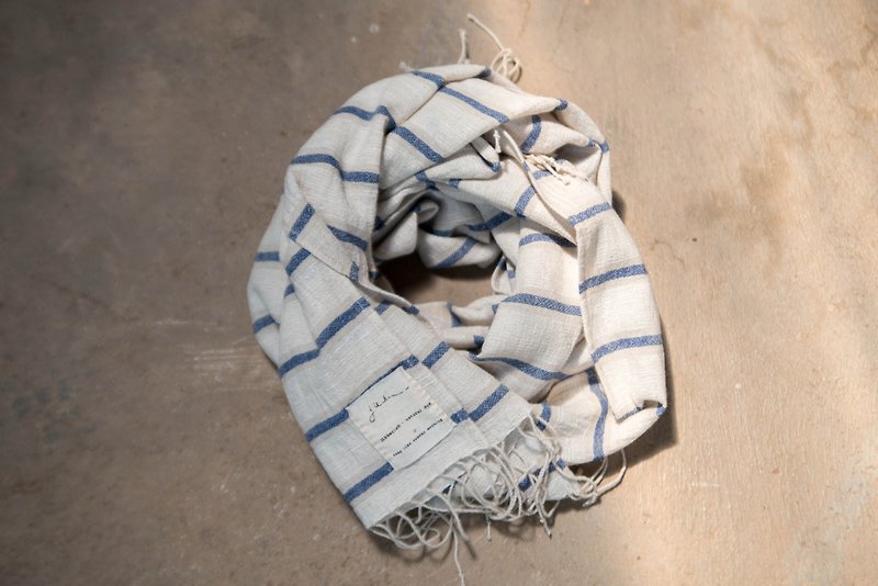 easy day scarf 01 | cotton linen natural color - 丝巾 - 棉．麻 卡其色