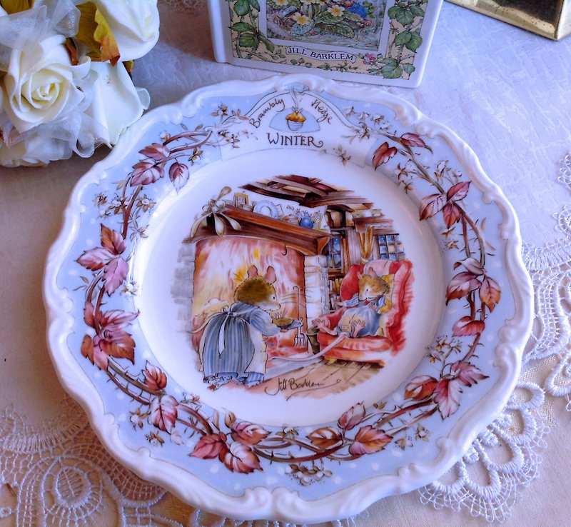 Royal Doulton皇家道尔顿野蔷薇村老鼠搬家冬天版蛋糕点心水果盘 - 浅碟/小碟子 - 其他材质 蓝色
