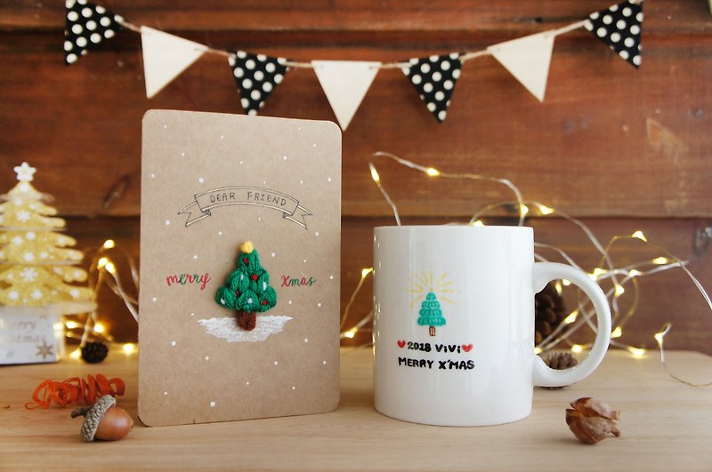 [打勾勾ｘ思想的船]-圣诞快乐手工定制 / 马克杯+立体卡片(两件特惠组) - 咖啡杯/马克杯 - 瓷 