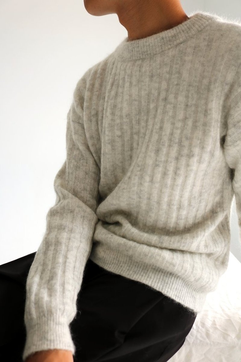Kew Sweater 马海毛毛罗纹毛衣 (可订做其他颜色)-sold out  - 男装针织衫/毛衣 - 羊毛 白色
