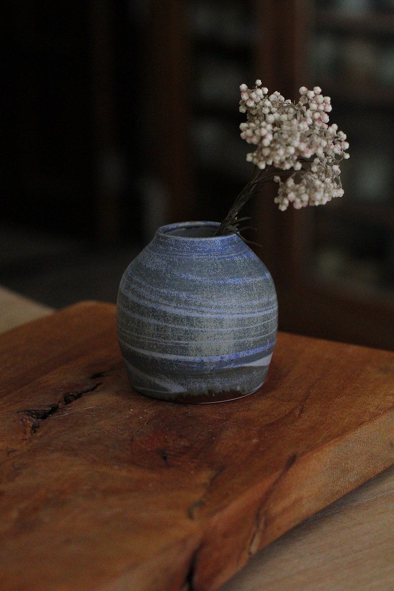 手工绞胎日本陶/瓷土小花瓶12 - 花瓶/陶器 - 陶 蓝色