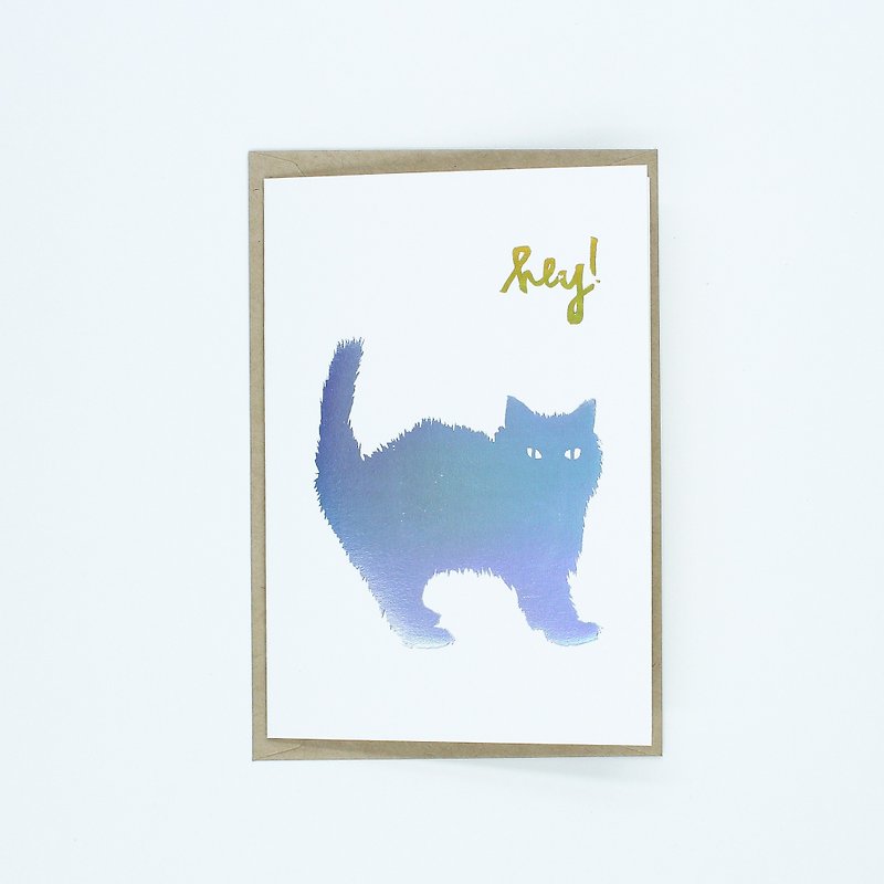 Hey! Hologram Cat - Card - 卡片/明信片 - 纸 银色