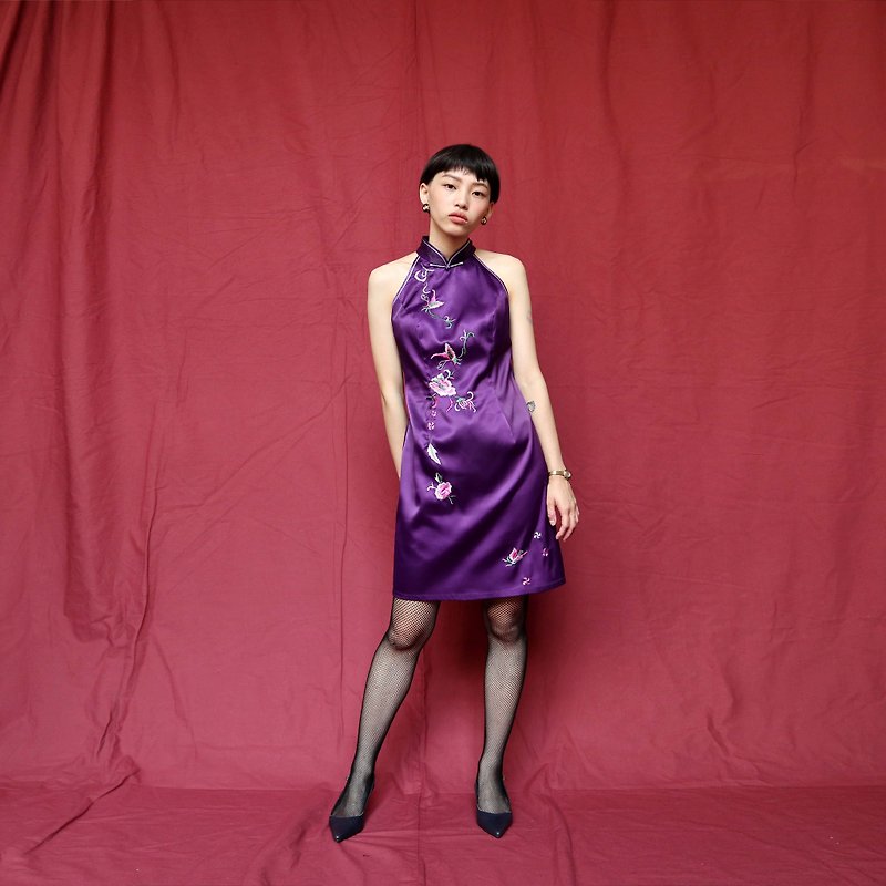 南瓜Vintage。古董 紫色 中国风 绣花 旗袍 - 旗袍 - 其他材质 紫色