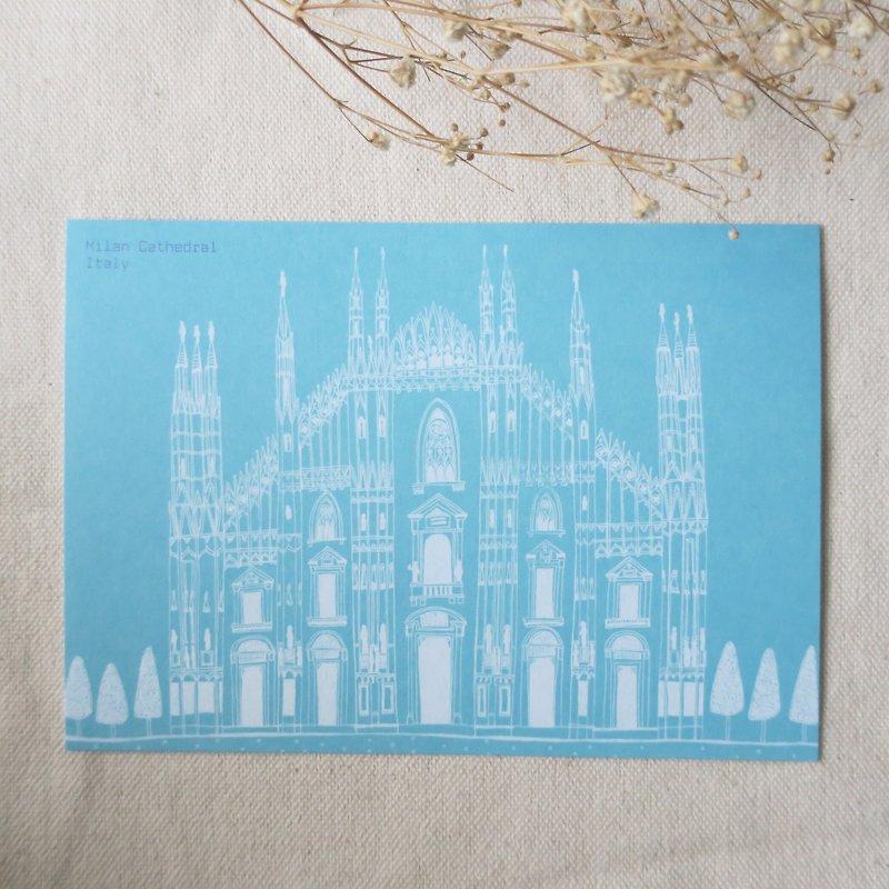 旅行风景-意大利-米兰大教堂 / 插画明信片 - 卡片/明信片 - 纸 