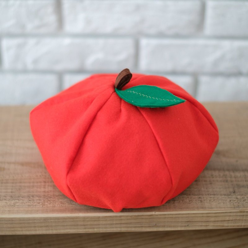 【果実ぼうし】リンゴ帽子　大人用 - 帽子 - 羊毛 红色
