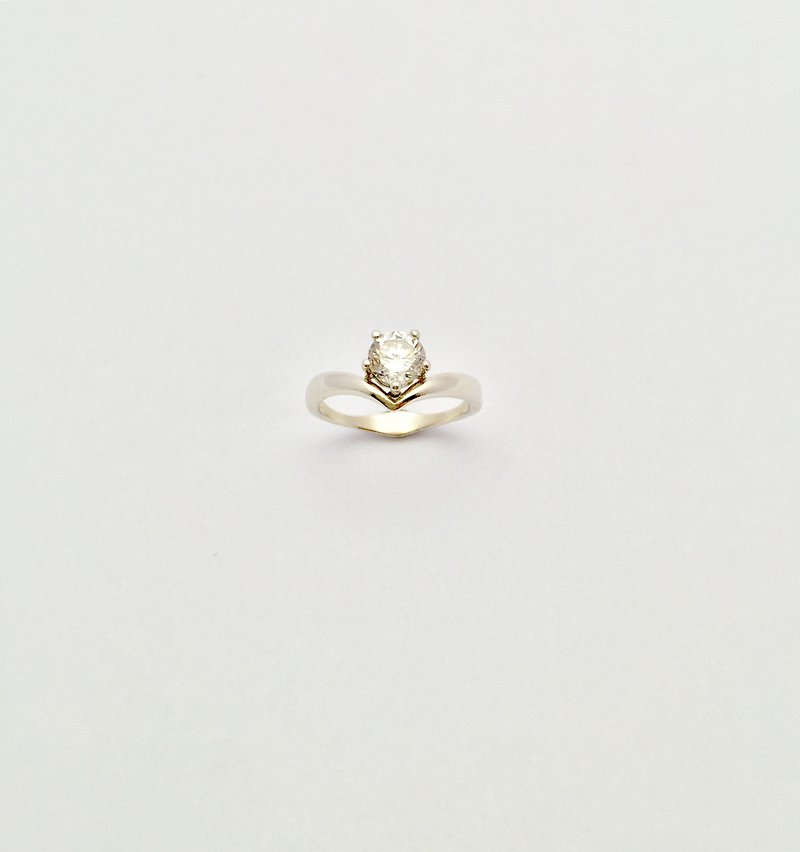 Yi Jewelry - 掌心戒指 925银 水晶 - 戒指 - 纯银 银色