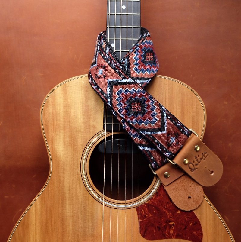 红三角编织吉他带 - 吉他/乐器 - 真皮 橘色