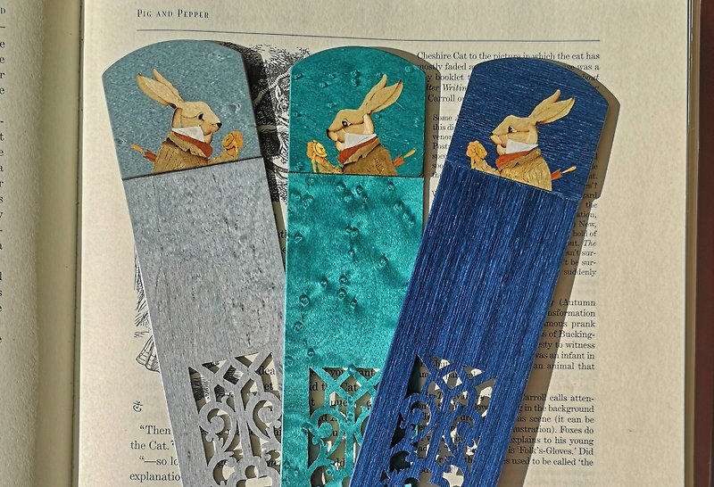 Rabbit Hare wooden Bookmark, gift for book lover - 书签 - 木头 多色