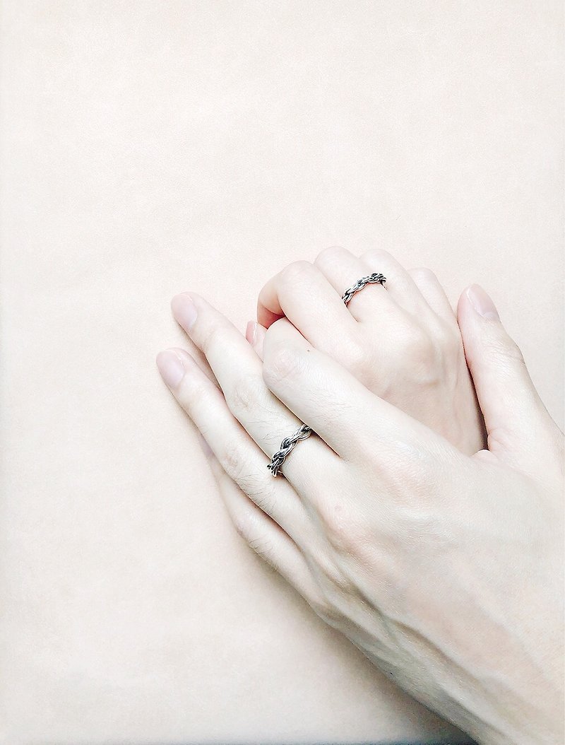 ROPE绳索系列- 情侣编织定制纯银戒指 - 戒指 - 其他材质 银色
