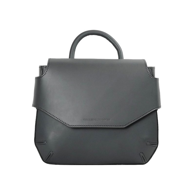 POMOLO shoulder leather bag /Grey - 手提包/手提袋 - 真皮 灰色