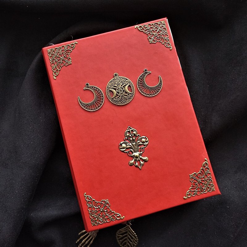Practical book of shadow BoS Custom grimoire Magic journal handmade for sale - 笔记本/手帐 - 纸 红色