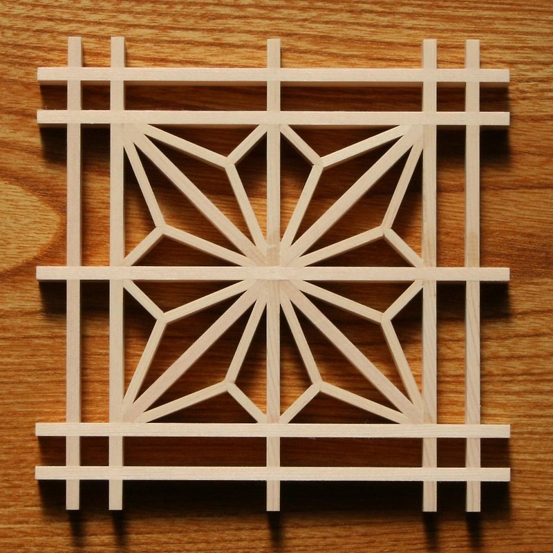 Japan Kumiko assembly kit Kakuasa pattern Traditional crafts - 杯垫 - 木头 咖啡色