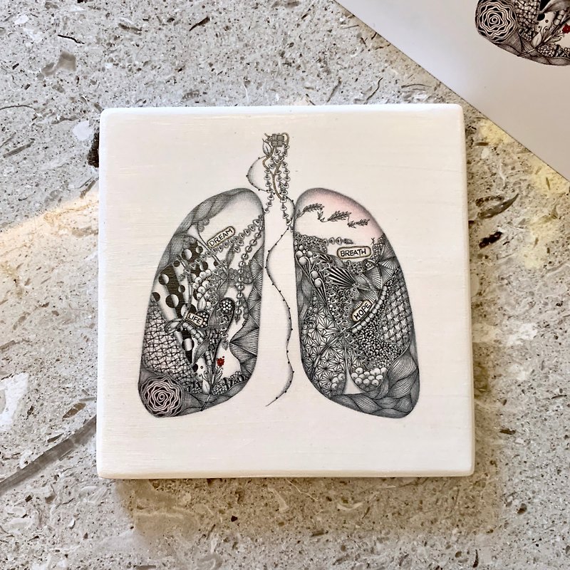 肺 | 禅绕陶瓷艺术杯垫 - 杯垫 - 陶 白色