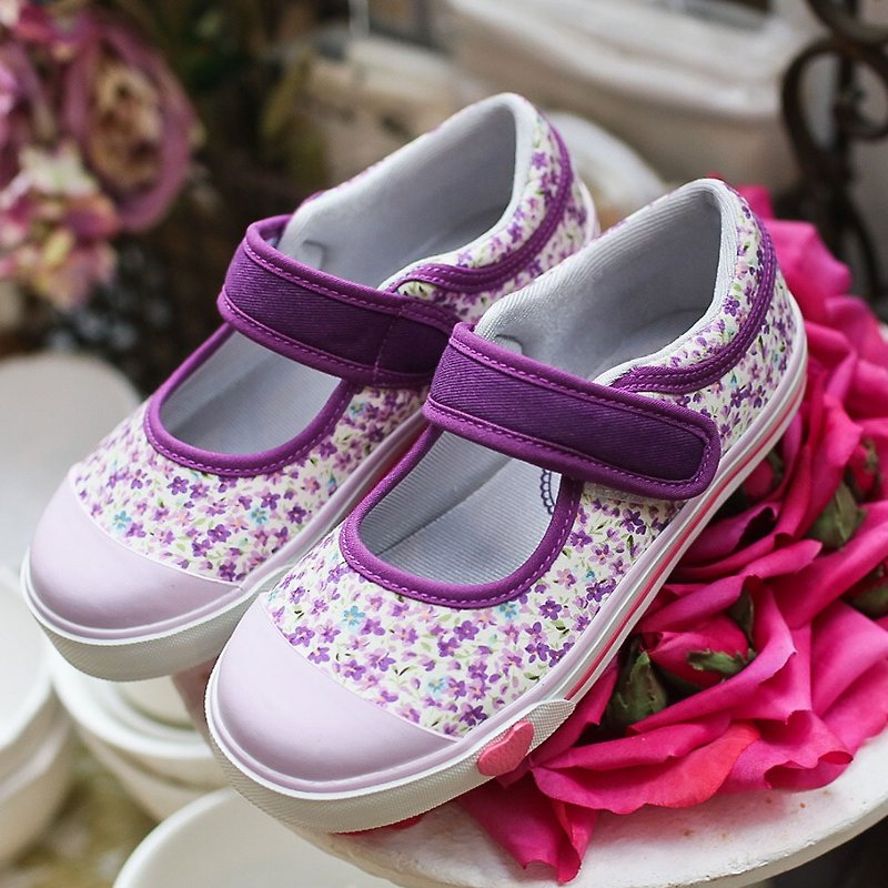 Tracy紫色小碎花布休闲鞋-(特价商品 仅接受退货) - 童装鞋 - 棉．麻 紫色
