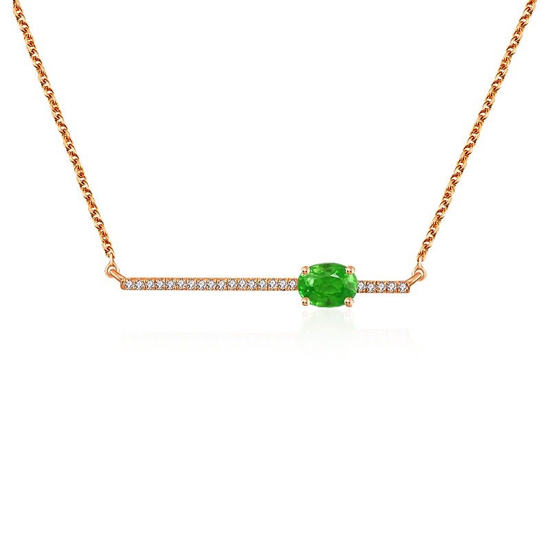 18k线形绿宝石钻石项链 - 项链 - 宝石 绿色