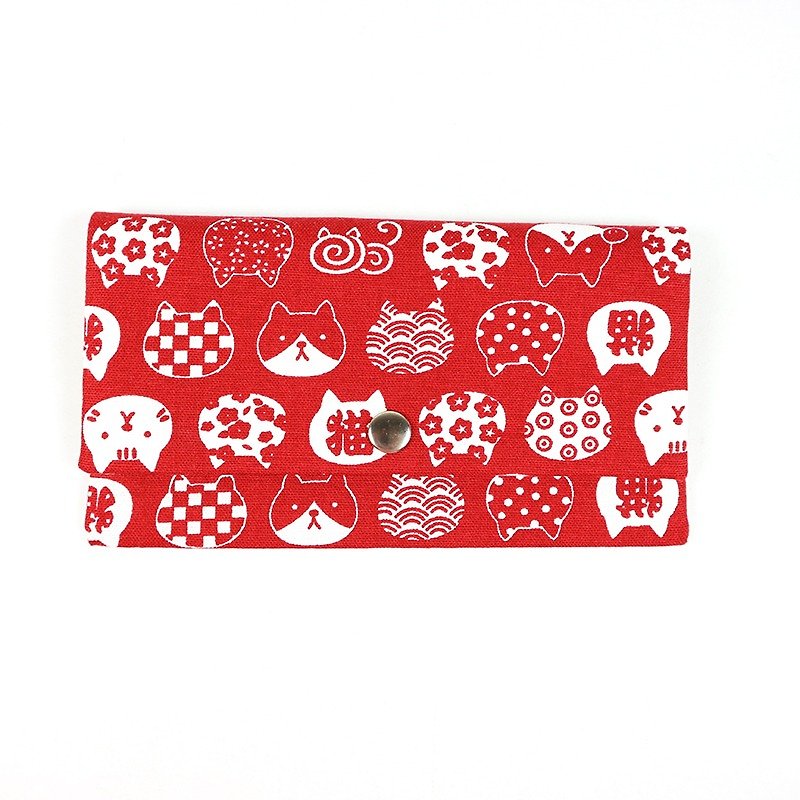 红包袋 存折 现金收纳袋-日式猫脸(红) - 红包/春联 - 棉．麻 红色