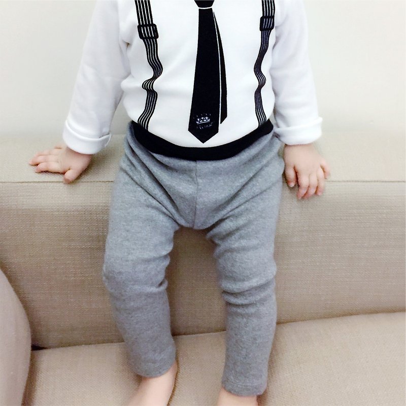 PUREST 宝宝 婴儿 新生儿 小绅士 灰色 长裤 独家腰带感设计 - 童装裤 - 棉．麻 