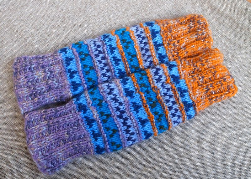 【乐拍子】纯羊毛编织袜套Hand-made in Nepal（橘+蓝+紫） - 其他 - 羊毛 多色
