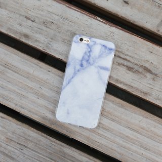 原创冰雪蓝大理石 iPhone Samsung 手机保护壳 硬壳 透明软边