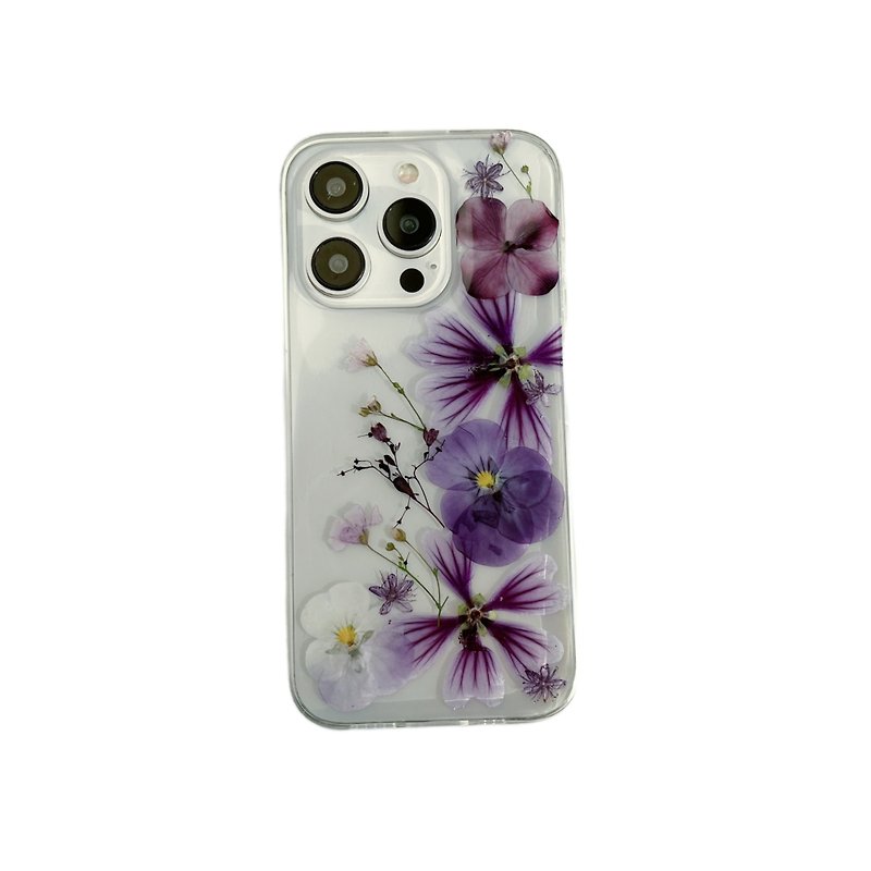 紫色三色堇 绣球花 手工押花手机壳适用于iPhone Samsung Sony LG - 手机壳/手机套 - 植物．花 