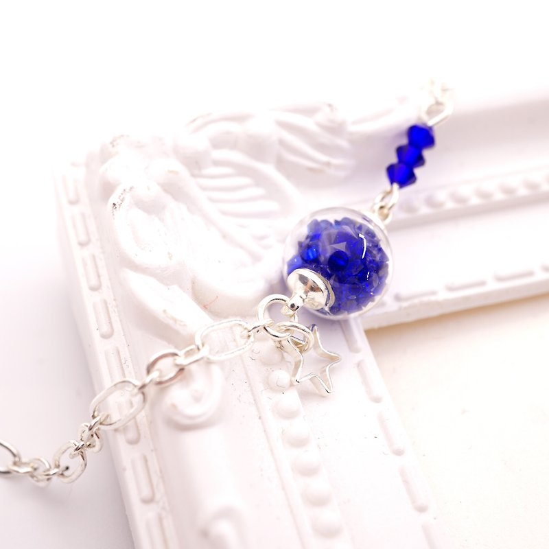 A Handmade 深蓝色玻璃球手链 - 颈链 - 宝石 