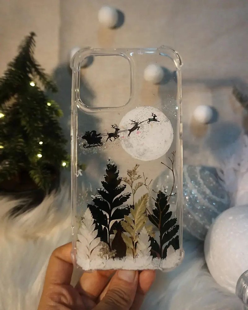 Christmas phonecase (painting with real leaves) - 手机壳/手机套 - 树脂 
