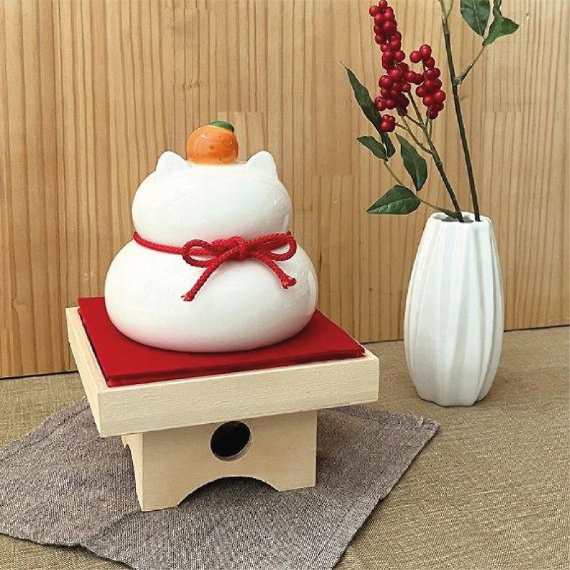 日本Decole Concombre - 陶器之猫镜饼 - 摆饰 - 陶 多色