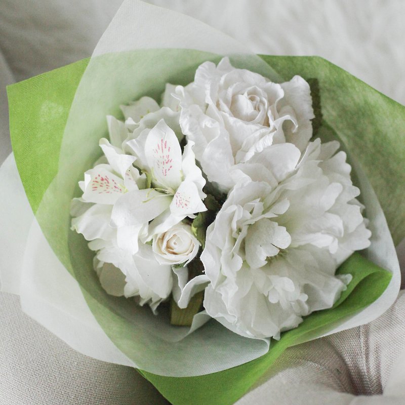 My Sunny Day - ช่อดอกไม้วันวาเลนไทน์ขนาดเล็ก - 木工/竹艺/纸艺 - 纸 白色